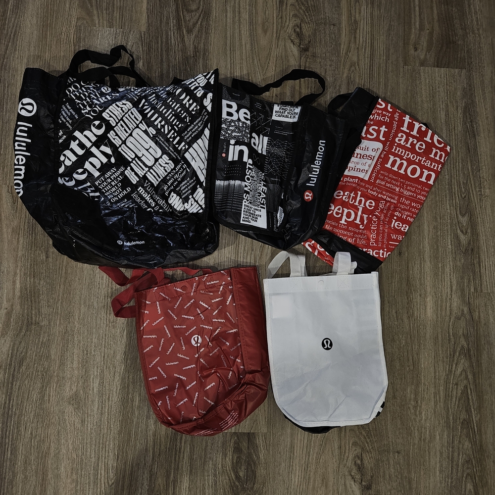 lululemon athletica Black, Red, and White Bag Set
